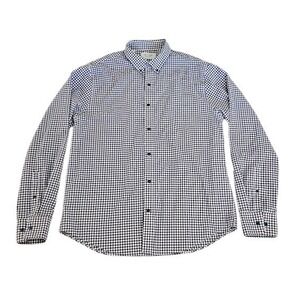 Twillory Untuckable Shirt Men Large XL Tailored Fit Check Blue White Long Sleeve